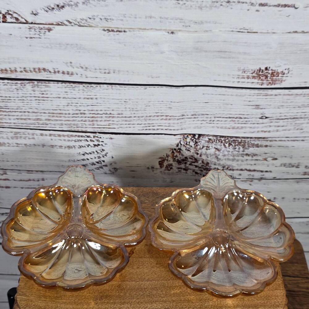 VTG Jeannette Marigold Carnival Depression Glass Candy Nut Dish